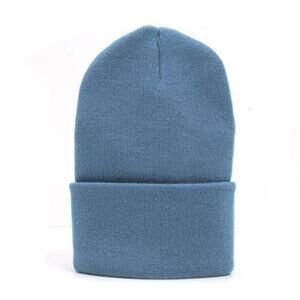 Knit Cap Cuffed long Beanie Hat Hats Snowboard Winter Ski watchcap NEW Lt Blue